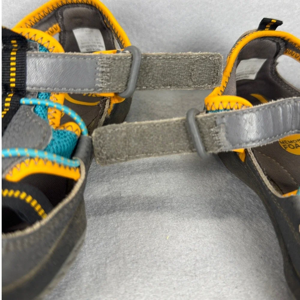 Stride Rite 9.5 Closed Toe Water Sandals Grey Teal Orange Memory Foam Sporty